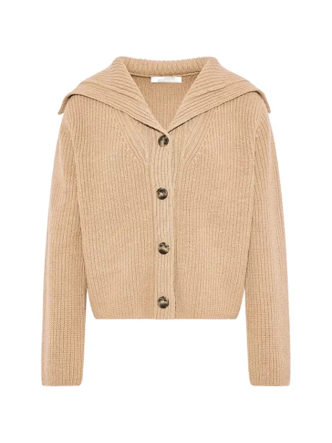 Yves Salomon ribbed-knit sailor-collar cardigan Neutrals 27WYH51350MA6W