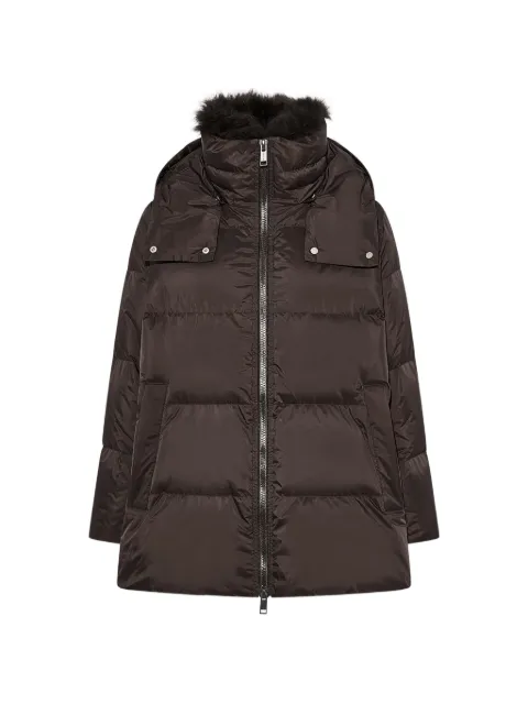 Yves Salomon A-line hooded puffer jacket Brown 24WFM01576U04W