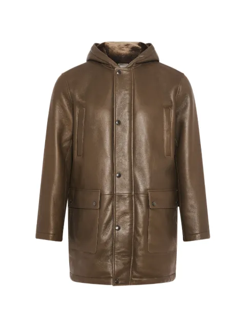 Yves Salomon hooded shearling coat Brown 27WHM60490MSIS