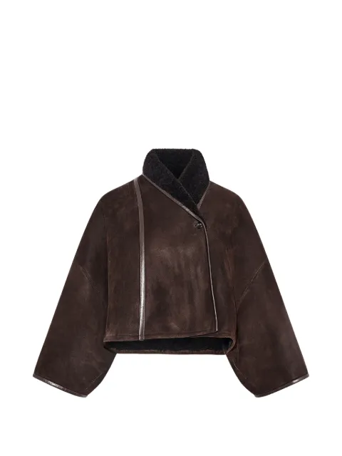 Yves Salomon lambskin shearling cape Brown 27WYC61048MSBV