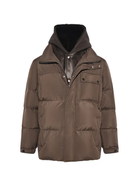 Yves Salomon shearling-trim padded coat Brown 27WHV00378J17W
