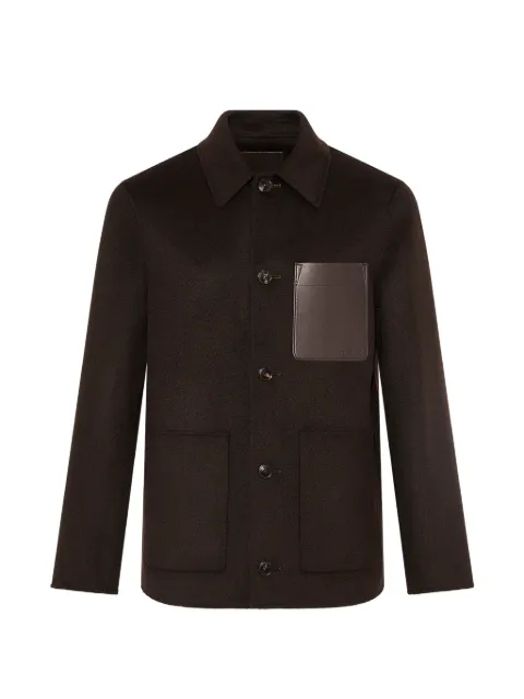 Yves Salomon calf leather-patch jacket Brown 25WHV04475B12W