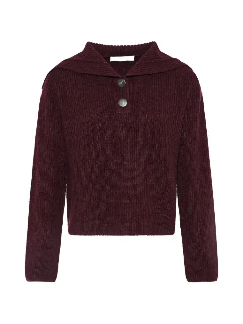 Yves Salomon buttoned sailor-collar sweater Red 27WYH51153MA6W