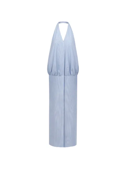 THE ARKOW Celile striped halterneck maxi dress Blue TAR015C0