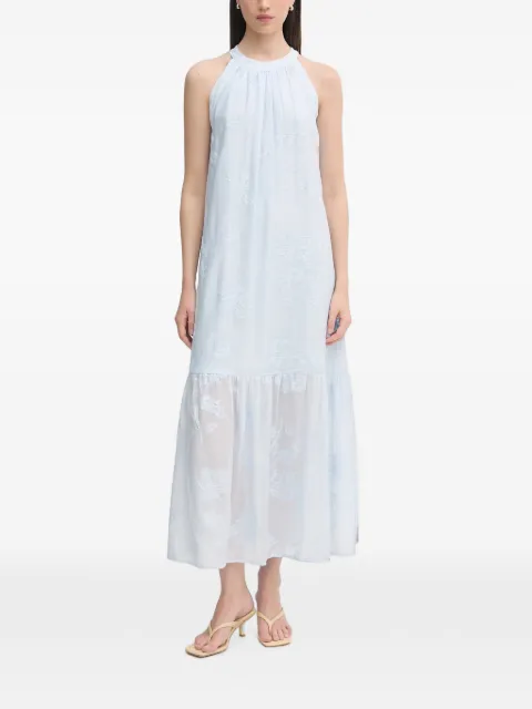 Gaudi floral-embroidered halterneck maxi dress Blue 611FD15012