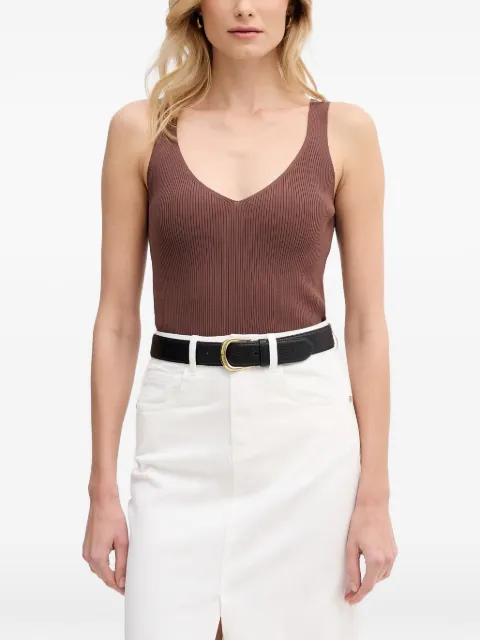 Gaudi ribbed-knit V-neck top Brown 611FD43007