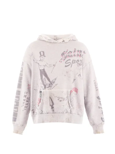 SAINT MXXXXXX x Alexis Ross Alx distressed graphic-print hoodie Grey SM25FHR1C31GY