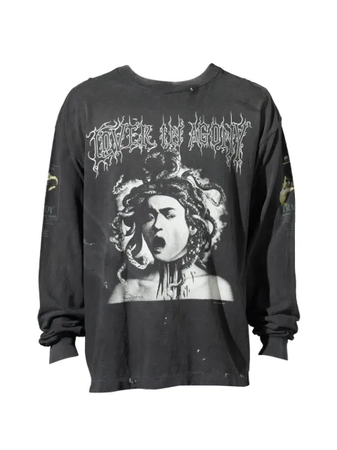 SAINT MXXXXXX Medusa-print long-sleeve T-shirt Black SM26SMK80000028