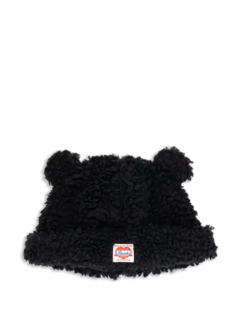BASICKS fleece-texture bear-ear beanie hat Black BAS26SS1201BK