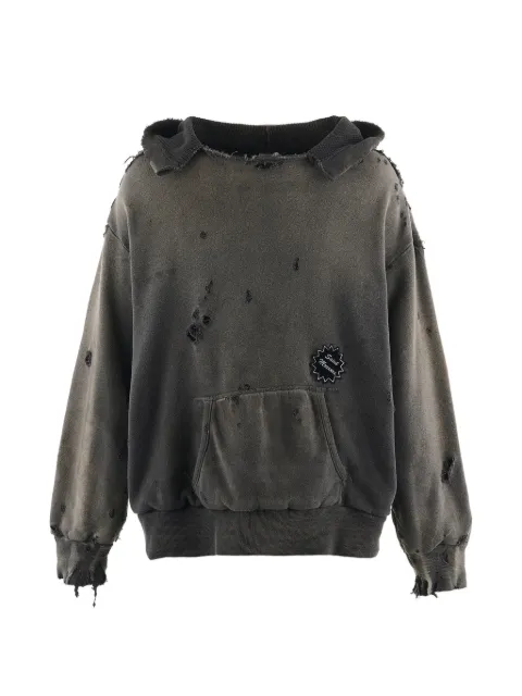 SAINT MXXXXXX distressed Double Face hoodie Grey SM25SHR851BK