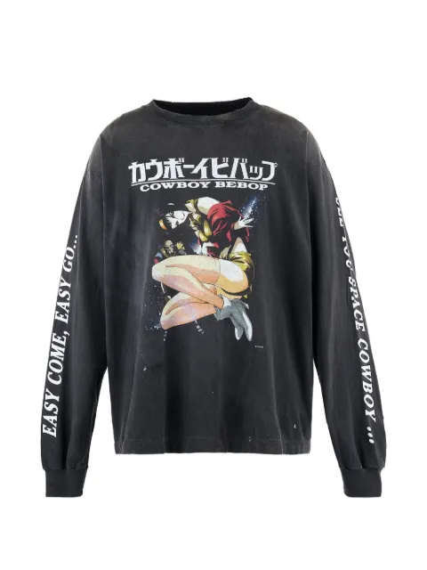 SAINT MXXXXXX Cowboy Bebop graphic-print long-sleeve T-shirt Black SM25SHR8C05BK