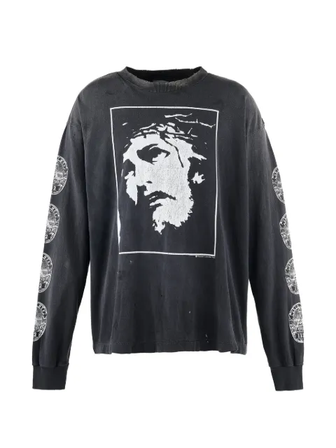 SAINT MXXXXXX graphic-print long-sleeve T-shirt Black SM25SHR833