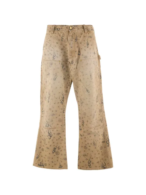 SAINT MXXXXXX Dr. Woo graphic-print trousers Neutrals SM25SHR8C44BG