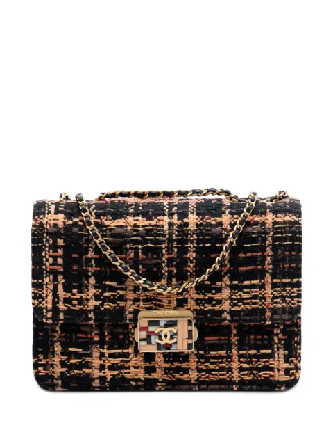 CHANEL Pre-Owned 2018 Medium Quilted Tweed Beauty Lock Flap crossbody bag Black R6T1LT7CLKGR0FMX