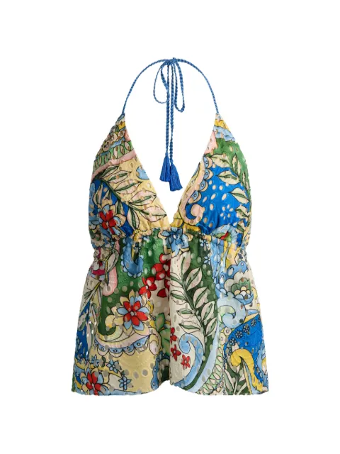 alice + olivia Karolina floral-print halter top Yellow CC605P26017