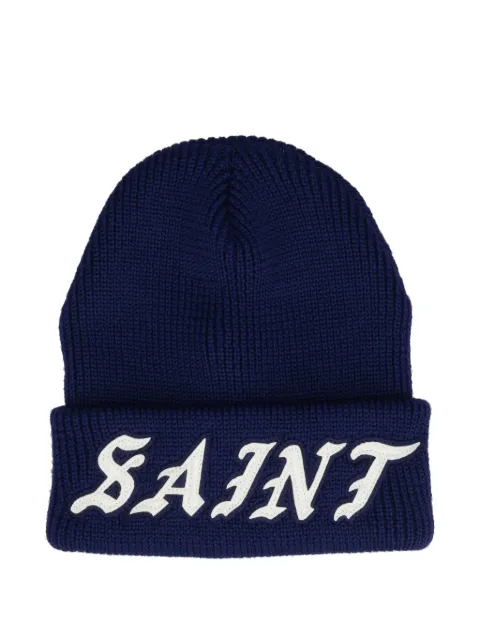 SAINT MXXXXXX logo-patch ribbed beanie Blue SM26SMK8087NA