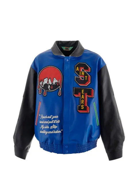 SAINT MXXXXXX Denim Tears varsity leathe jacket Blue SM23FC24BLU
