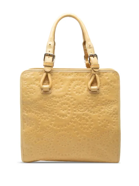 Celine Pre-Owned 2000-2026 Spiraling Macadam Embossed Leather Top Handle Bag tote bag Yellow LJLV12E2LK9QR944