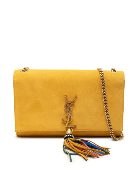 Saint Laurent Pre-Owned 2017 Medium Suede Monogram Kate Tassel crossbody bag Yellow CWH8Y8DSVON4Q3DU