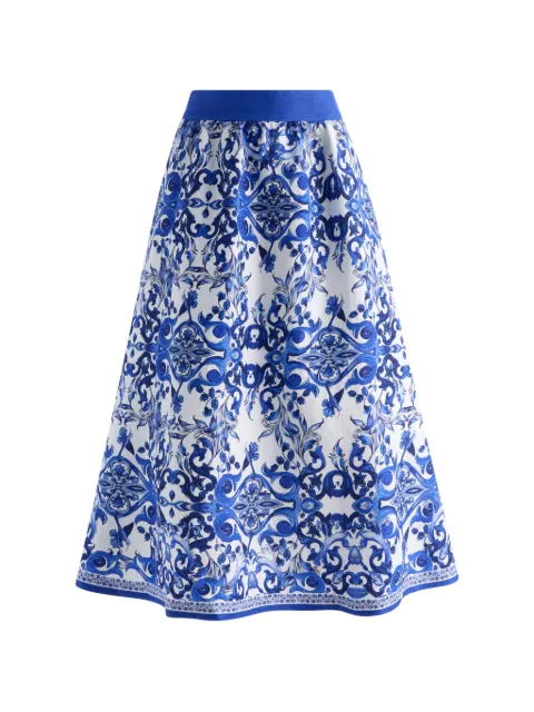 alice + olivia Earla high-waisted flared midi skirt White CC605P58303