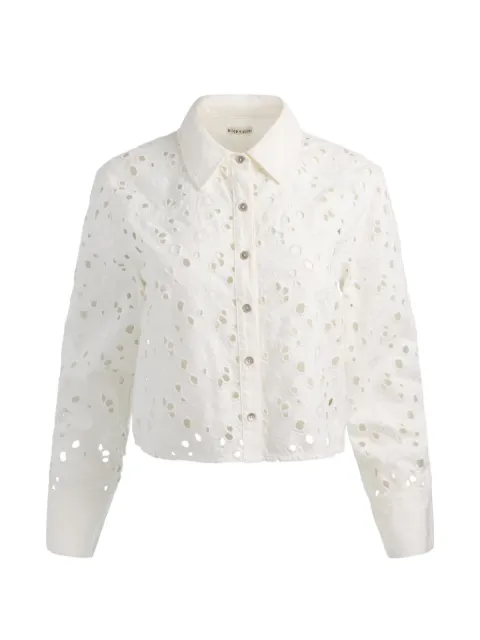 alice + olivia broderie-anglaise cropped shirt White CD605D81061