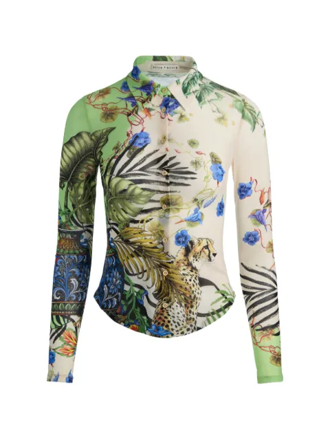 alice + olivia Jade floral-print mesh shirt Neutrals CC605P40008
