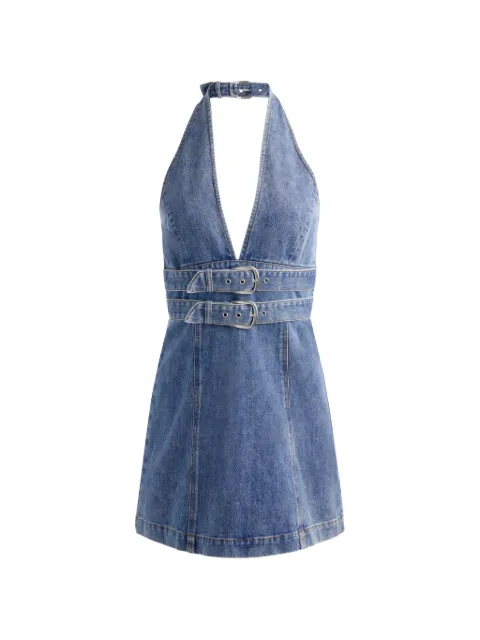 alice + olivia Solana buckle-detail halterneck mini dress Blue CD605301563