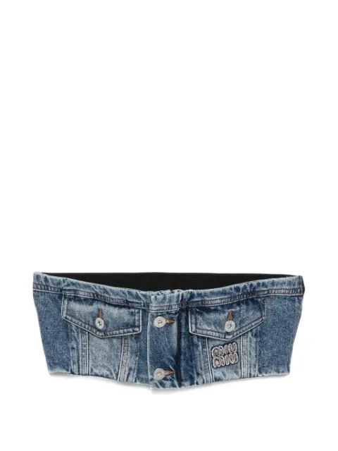 Miu Miu logo-embroidered denim top Blue GWT071197UF0008