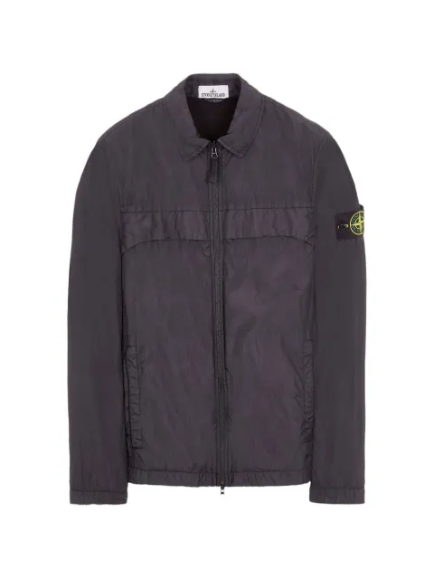 Stone Island logo-patch zip-up overshirt Grey 80151022