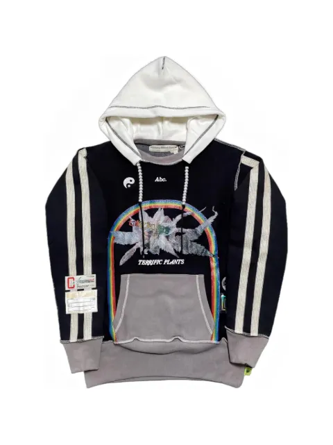 Advisory Board Crystals Terrific Plants graphic-print panelled hoodie Black ABC007