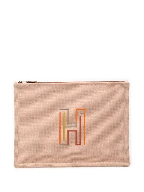 Hermès Pre-Owned 2020-2025 Large Canvas H Labyrinthe Case clutch bag Orange 1V3RMY5DB9TRK939
