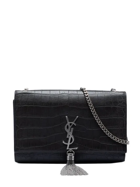 Saint Laurent Pre-Owned 2016 Medium Croc Embossed Leather Kate Tassel crossbody bag Black 46Y4CSRDEJQ52G1D