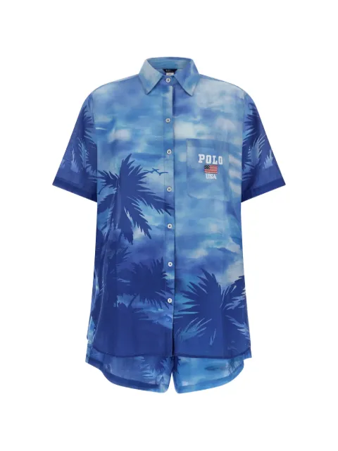 Polo Ralph Lauren Palm cotton shirt and shorts set Blue 21609383SCENIC