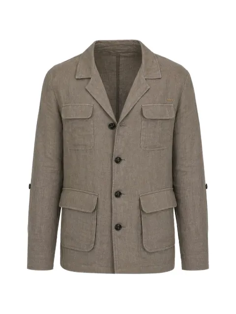 Hood linen patch-pocket jacket Neutrals HS24MJK10