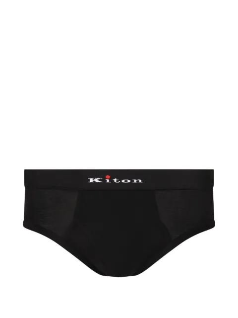 Kiton logo-waistband briefs Black UNWBX15K0727H