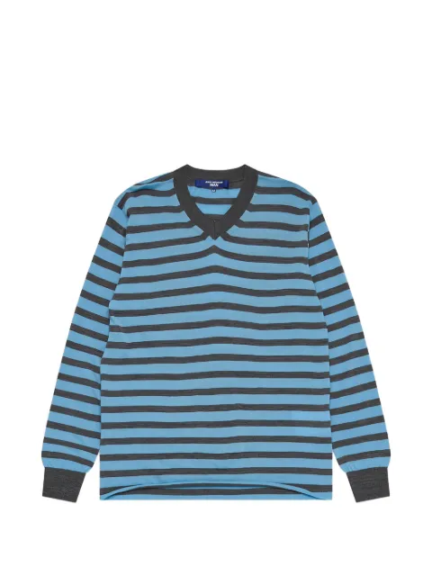 Junya Watanabe MAN striped V-neck sweatshirt Blue WQN005