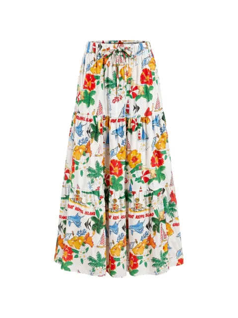 Seafolly maxi Viva Vacation tiered floral-print skirt White 55672SK
