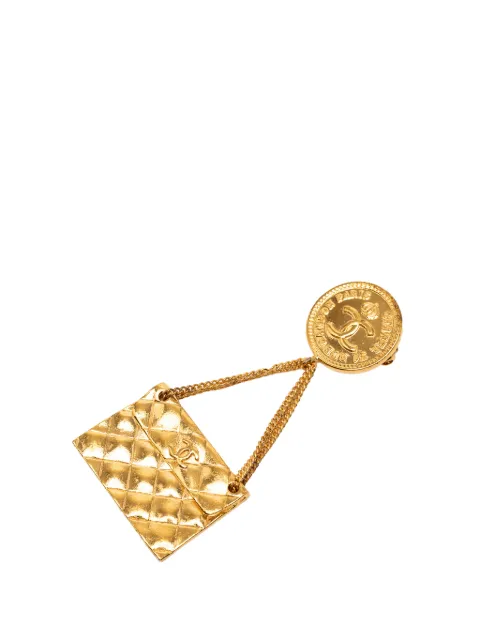 CHANEL Pre-Owned 1980-1990 CC Gold Plated Quilted Flap Bag Brooch costume brooch Gold I5XLVNCW33BA1JUY