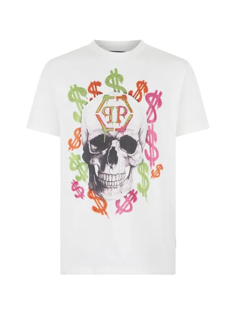 Philipp Plein jersey T-Shirt Dollar Spray White UAFCMTK9374PJY002N