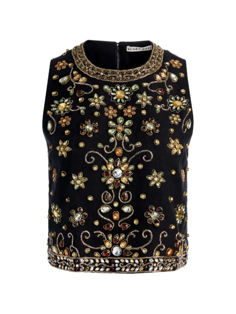 alice + olivia Amal crystal-embellished tank top Black CC605E04001