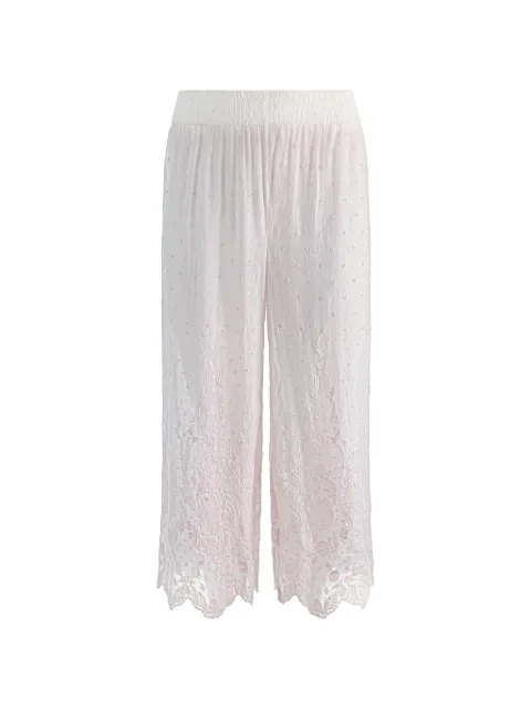 alice + olivia Elba embroidered pull-on trousers White CC605D43101