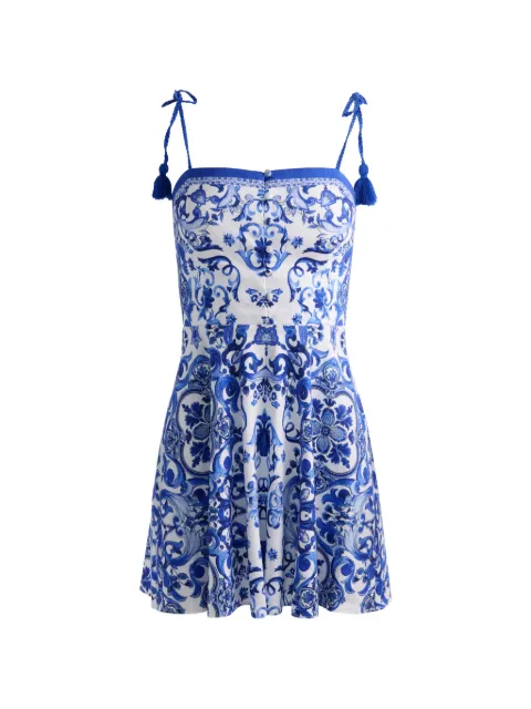 alice + olivia Glinda tassel-detail spaghetti-strap mini dress White CC605P02539