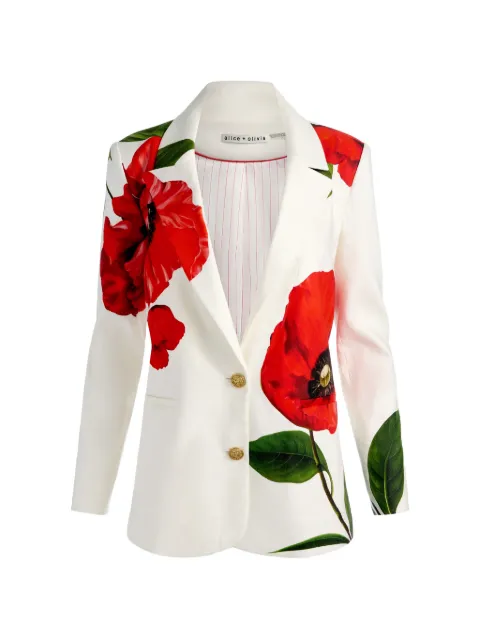 alice + olivia Elna floral-print notched-lapels blazer White CC605P07205