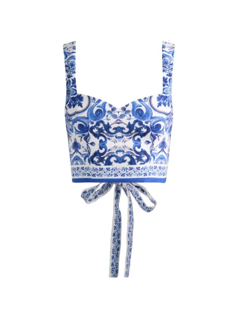 alice + olivia Miriam sweetheart cropped top White CC605P71007