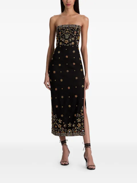 alice + olivia Nina embellished strapless dress Black CC605E04514