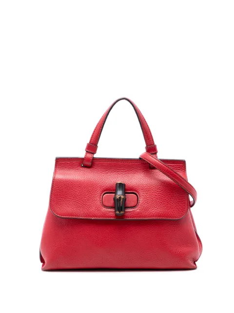 Gucci Pre-Owned 2000-2015 Small Leather Bamboo Daily satchel Red G28JXSLG3ZAY48LO