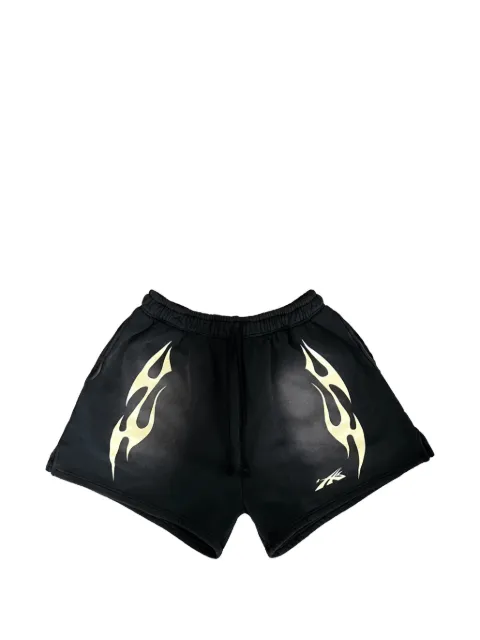 HELLSTAR flame-print track shorts Black HSR289