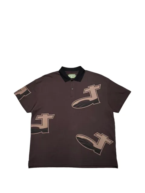 Denim Tears logo-print pique polo shirt Brown DT602