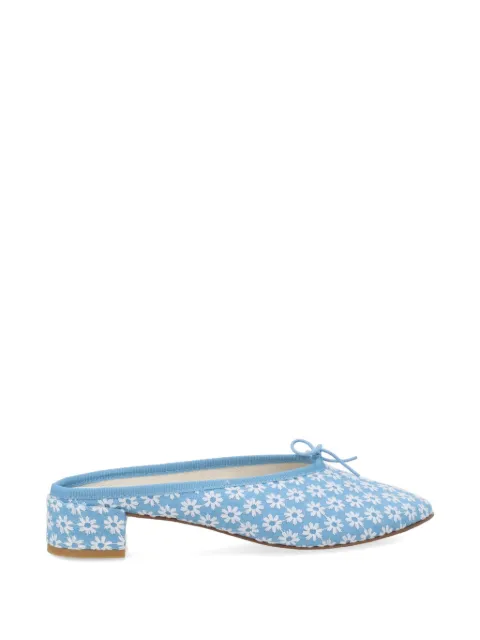 Repetto Camille floral-print bow-detail mules Blue V4183FLEURS