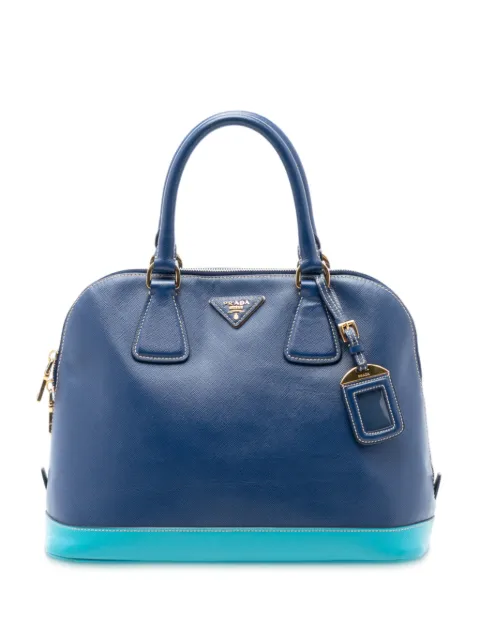 Prada Pre-Owned 2013-2025 Bicolor Saffiano Lux Promenade Dome handbag Blue CQWQ4R52UQTMF355